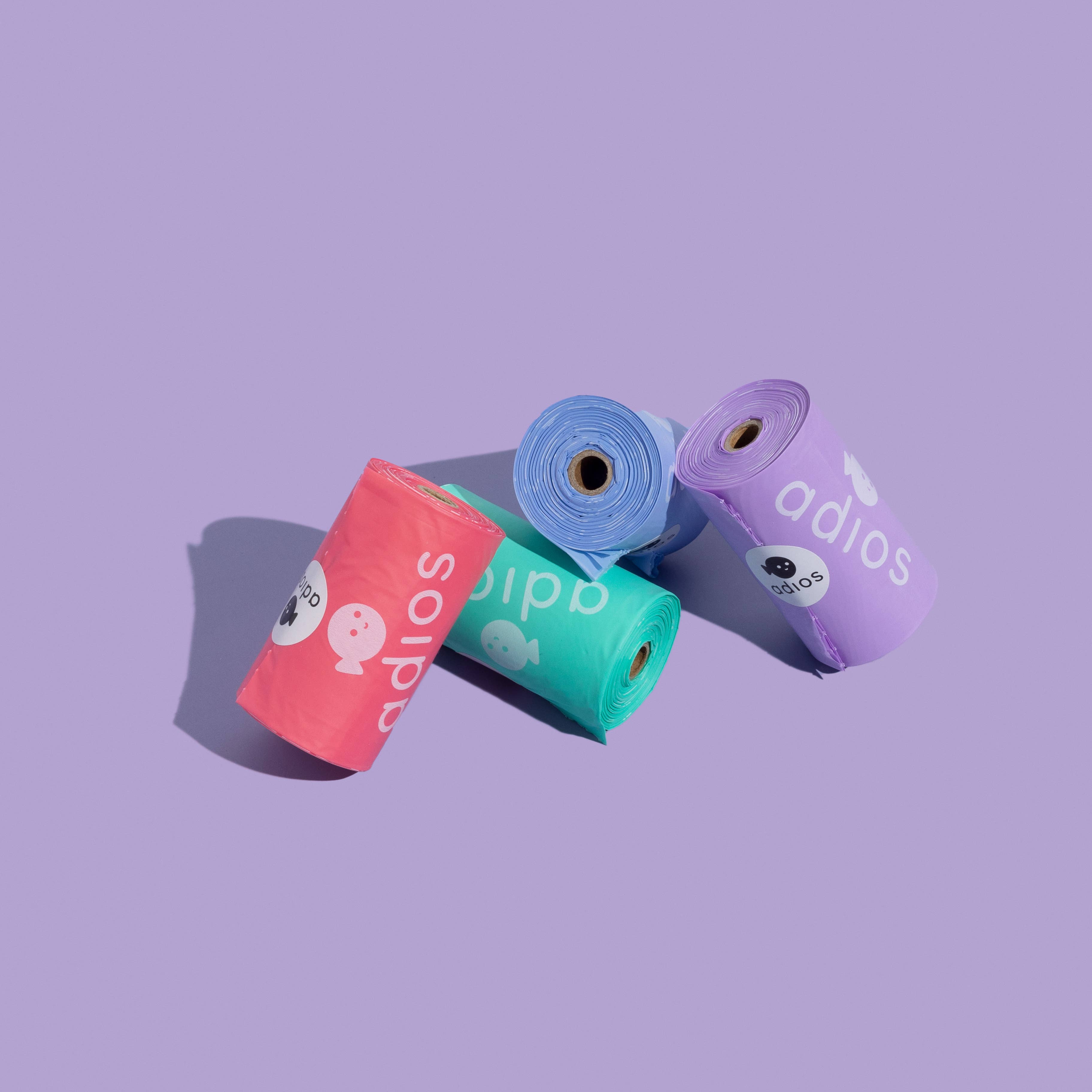 Adios Plastic – wholesale Pet poo bag – Compostable Dog Poo Bags - 8 Rolls in Rainbow (120 Bags)1