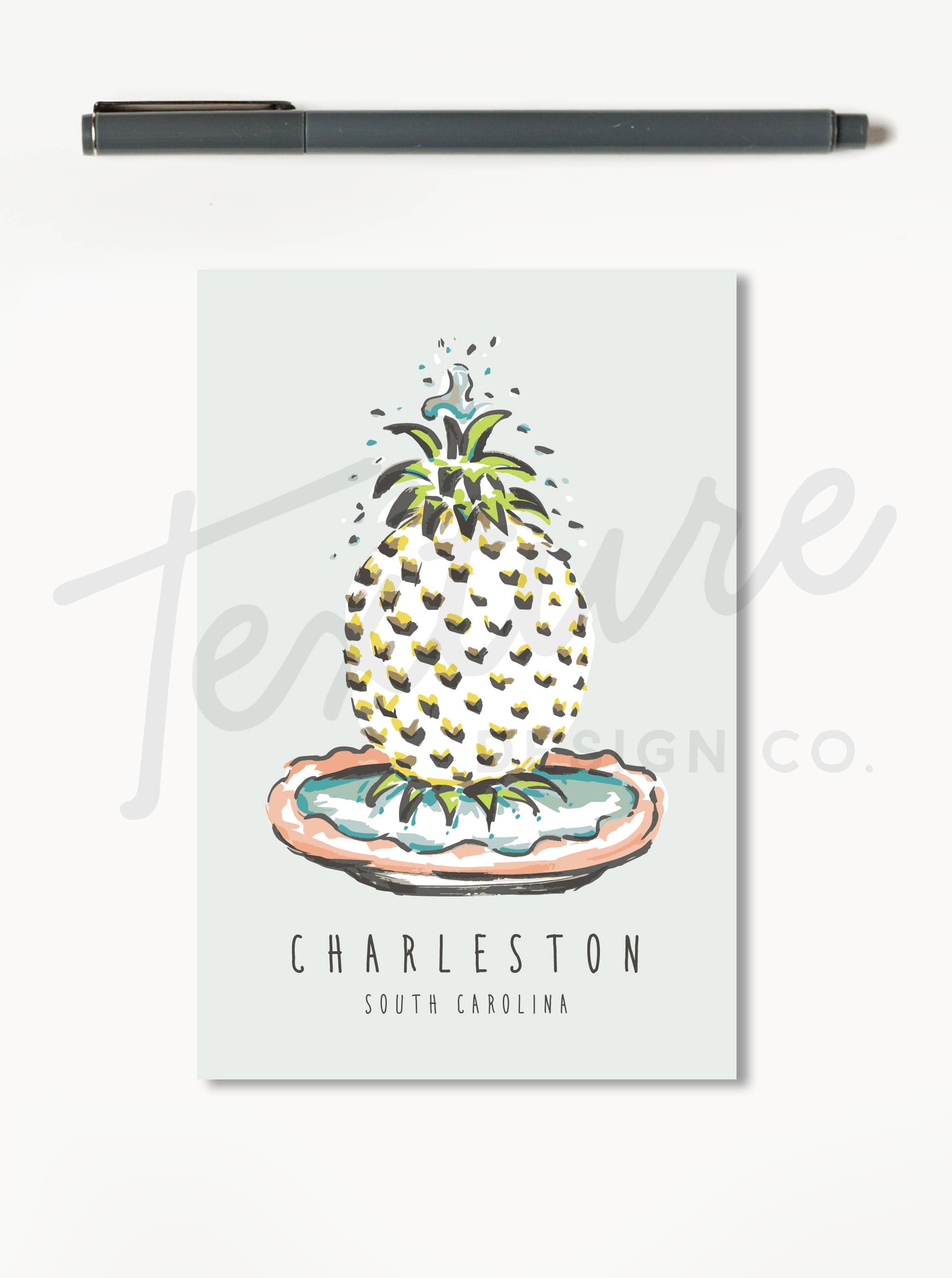 Texture Design Co - Vendita all'ingrosso Cartoline - Charleston - Cartolina con fontana di ananas1