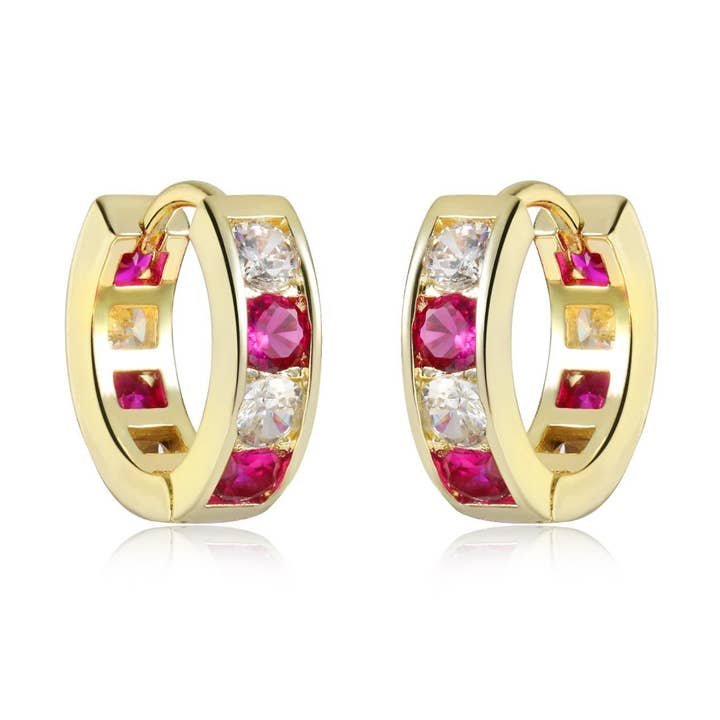 Huggie trasero de piedra rosa y diamante para venta al por mayor de The Tiny Gem