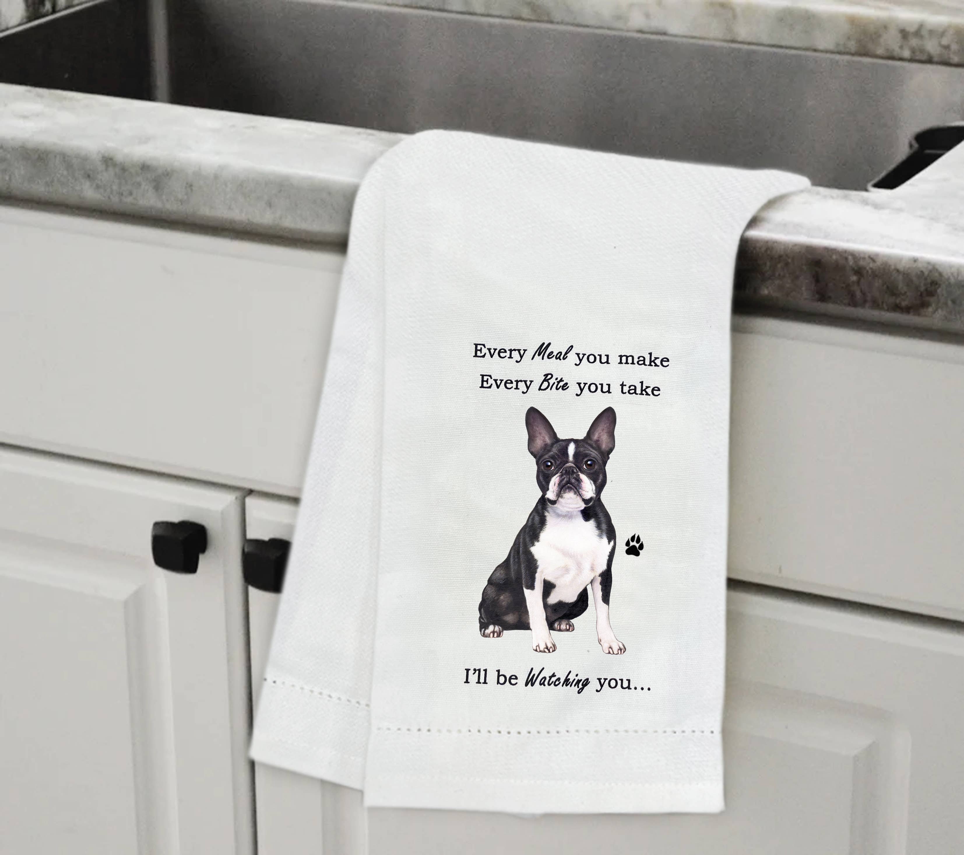 E&S Pets - Wholesale Tea Towel - Boston Terrier Kitchen Towel2