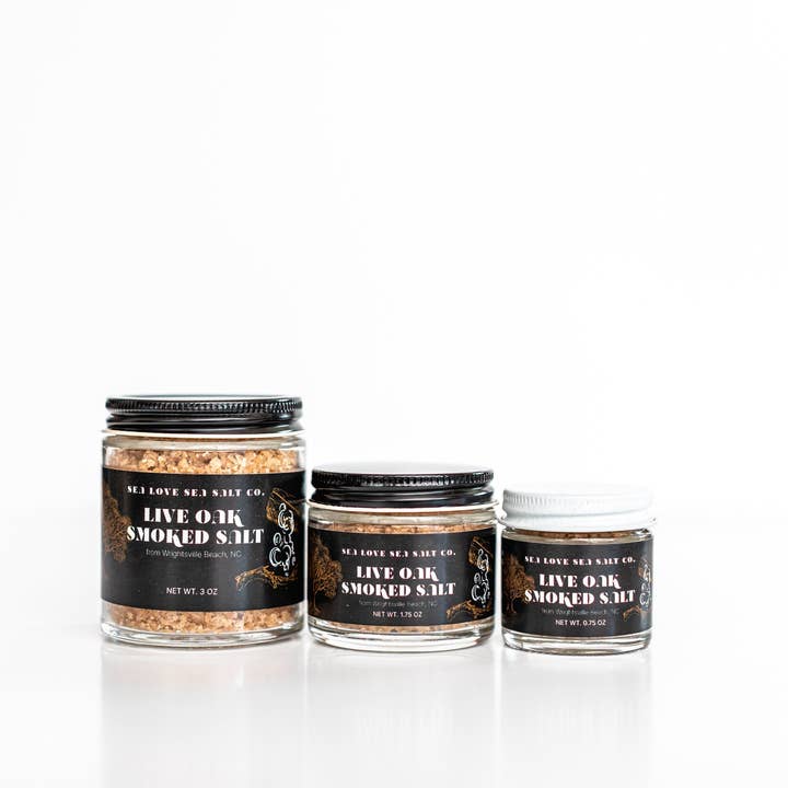 Live Oak Smoked Finishing Sea Salt for wholesale by Sea Love Sea Salt Co.