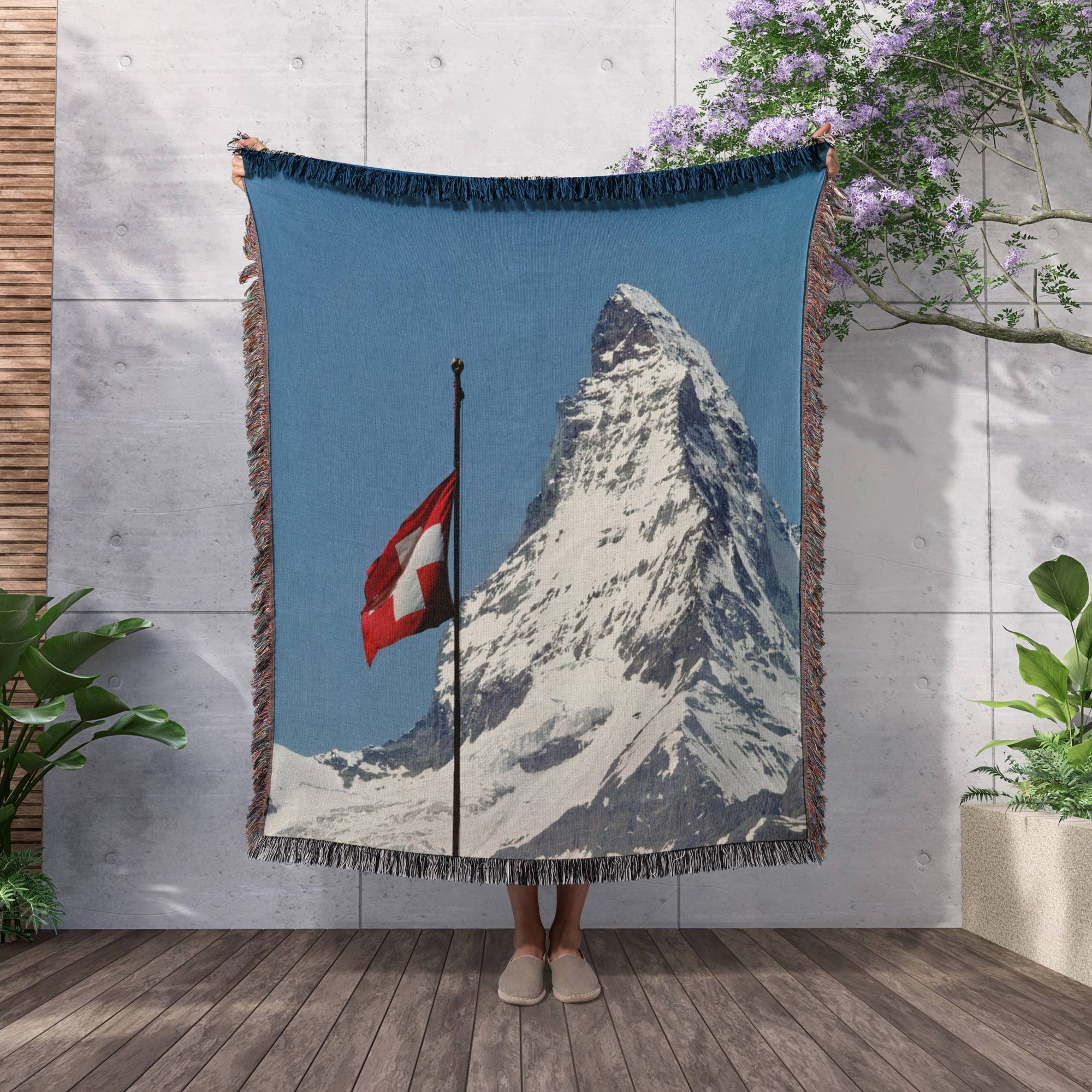 3dRose - Wholesale Throw Blanket - 3dRose, Switzerland, Matterhorn, Mountain, Swiss flag - EU29 RER0035 - Ric Ergenbright, Blanket2