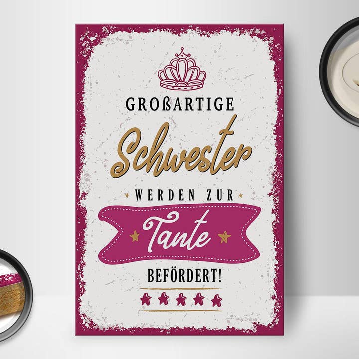 Femer - Wholesale Sign - Wooden sign saying Great sister become aunt 12x18 cm sign1