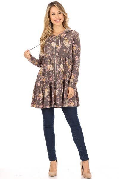 Chris & Carol Apparel - Vendita all'ingrosso Felpa con cappuccio - Donna - 203006C - Felpa con cappuccio floreale perfettamente a livelli3