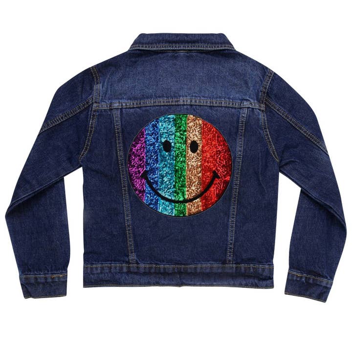 Rainbow Smile Denim Jacket for wholesale by Cat in the Hood