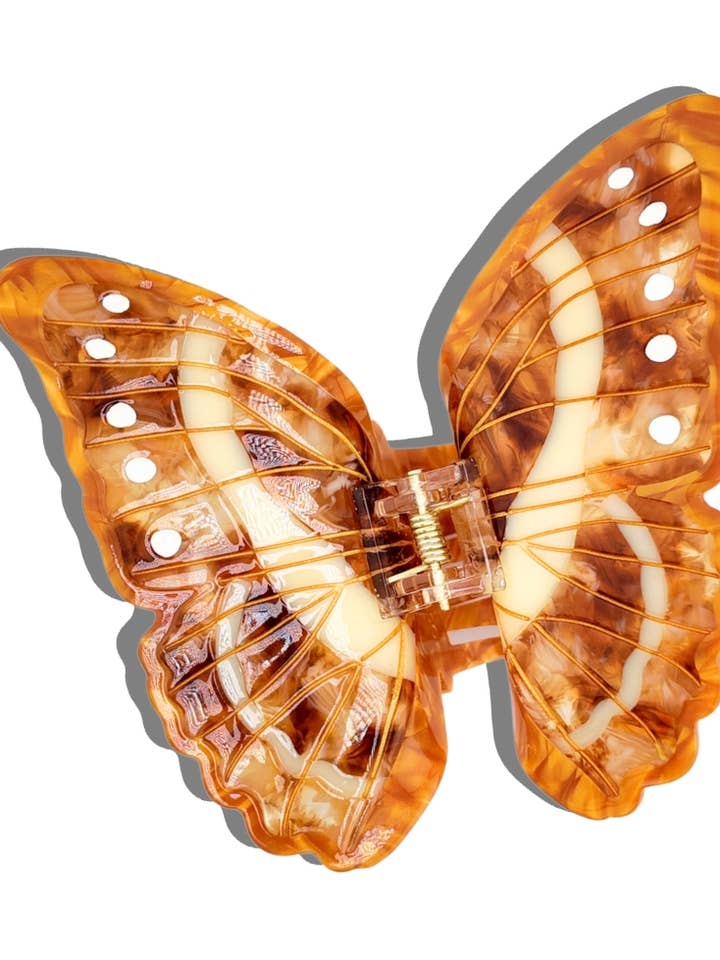 Fermaglio per capelli a forma di artiglio con farfalla Morpho dipinta a mano | Ecologico per la vendita all'ingrosso da parte di Solar Eclipse