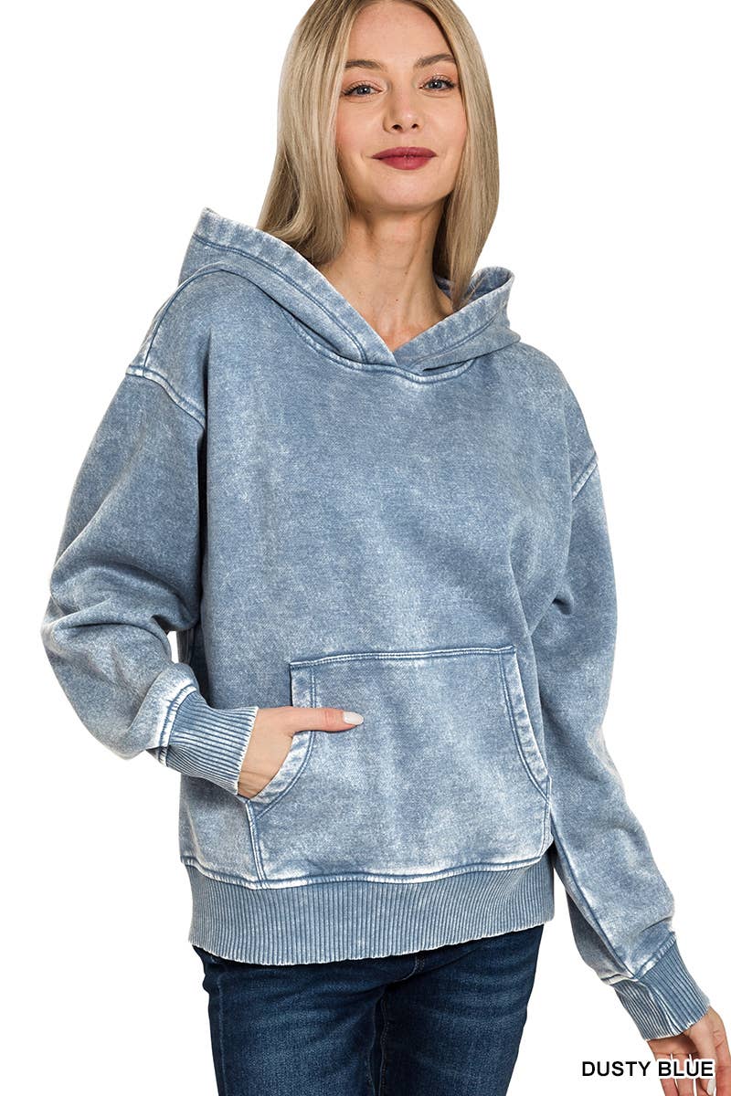 42POPS - Wholesale Hoodie – Women's - ',,,.._ Fleece Acid Wash Kangaroo Pocket Hoodie13