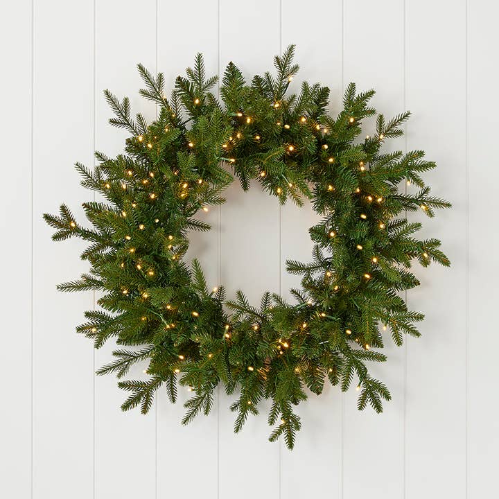 Dandan Pine 24in Wreath (plug in) for wholesale by Seasonal LLC
