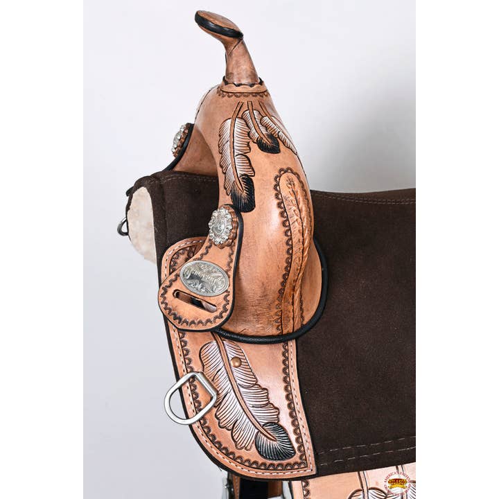 HILASON - Wholesale Horseback Riding Gear - 15 In Western Horse Treeless Trail Barrel Leather Saddle Tan