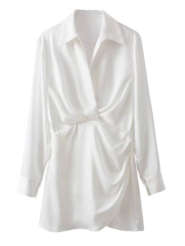 Ladies Satin Faux Solid Color Mini Dress 2650 for wholesale by Sweetkama