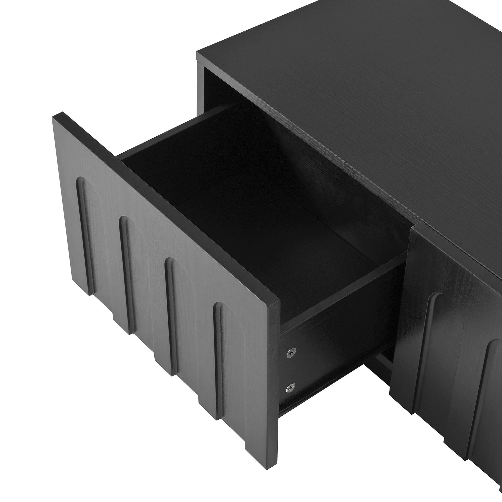 HOMYCASA DESIGN INC - Wholesale Console Table - ON-TREND Elegant TV Stand & Coffee Table Set of 2, Multi-Functional Media Console with Arched Design for TVs Up to 80', Modern Dual Purpose Center Table with Drawers for Living Room, Bedroom, Black9