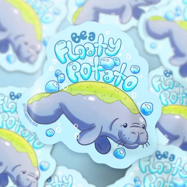 Adesivo lamantino galleggiante di patate | Animal Sticker per la vendita all'ingrosso da parte di Cappy Trails