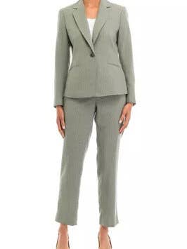 Le Suit One-Button Suit Jacket Long Sleeves and Seam Pockets Trouser Pants for wholesale by Immediate Apparel