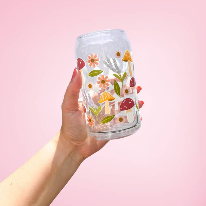 Oak Shore Collective LLC - Wholesale Drinking glass/cup - Mushroom Garden | Libbey Glass Beer Can Iced Coffee Glass 2