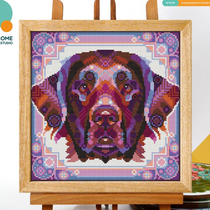 Awesome Pattern Studio - Wholesale Embroidery/Cross Stitch Supplies - CS2115-1 Mandala Flat-Coated, Counted Cross Stitch Kit0