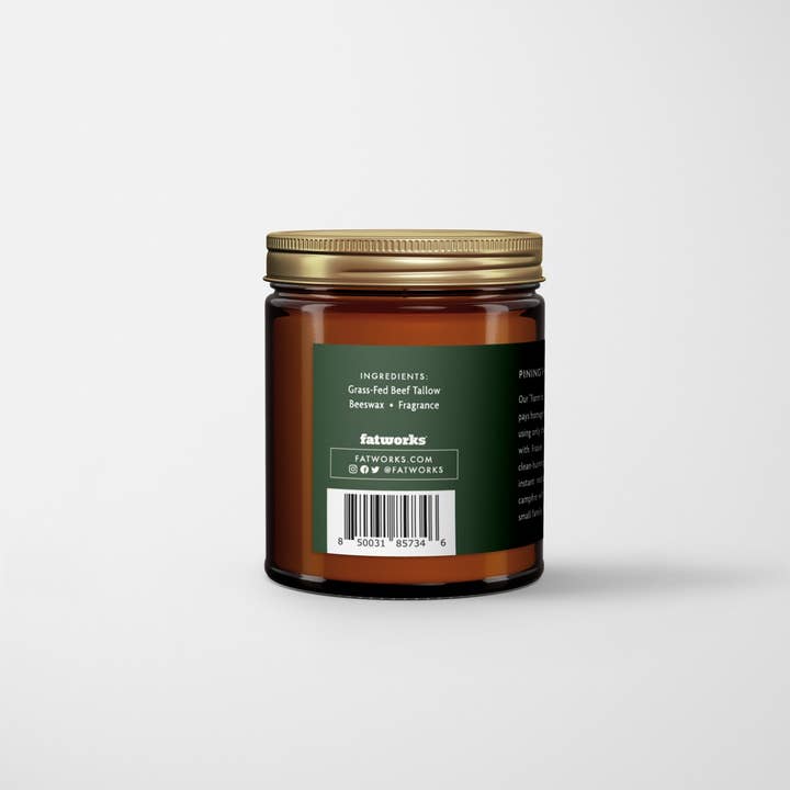 Fatworks - Wholesale Jar/Filled Candle - Grass-Fed Tallow Candle- Fireside Pine3