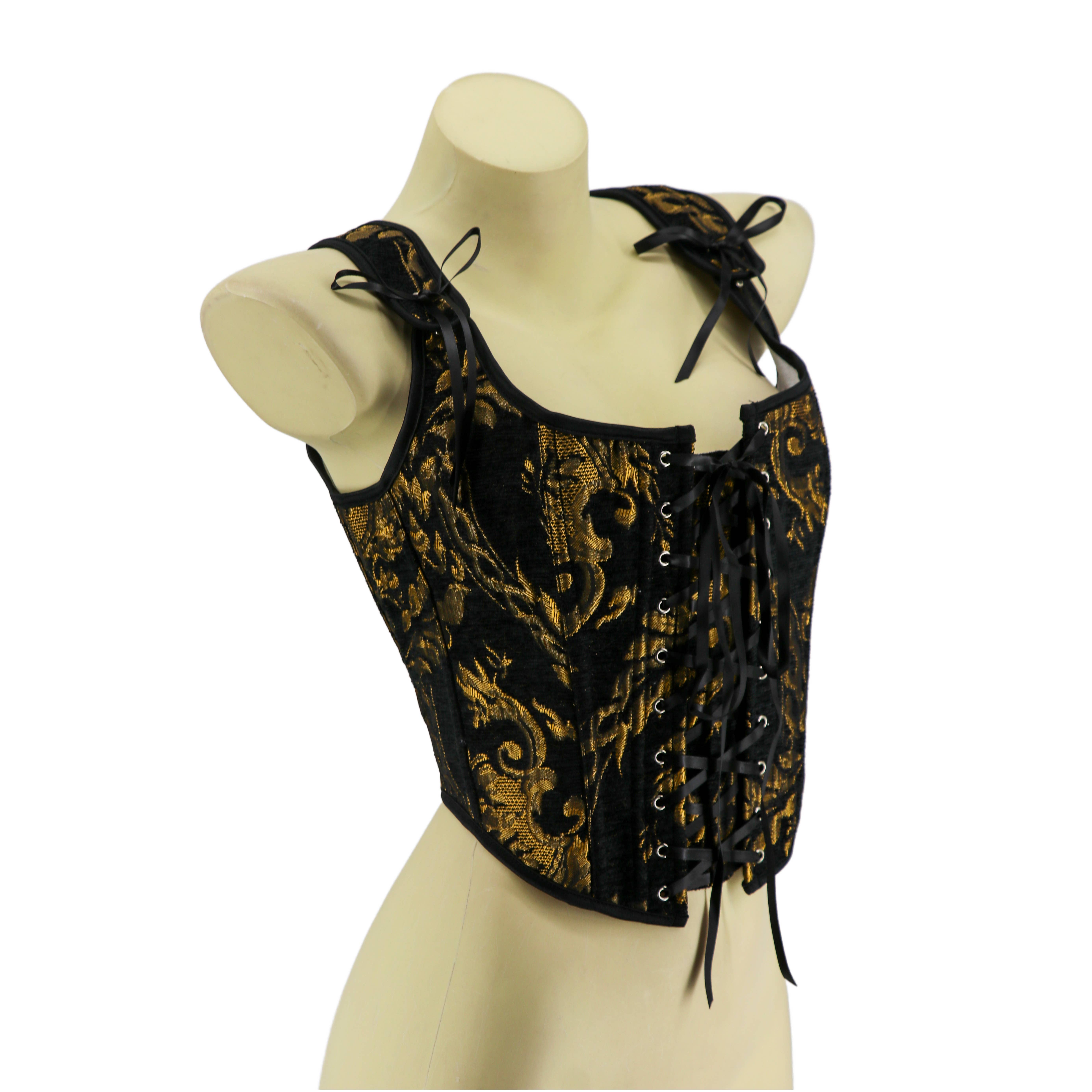 Western Fashion - Wholesale Corset - Women's - Choli Top Corset – Brocade Gold/Black2