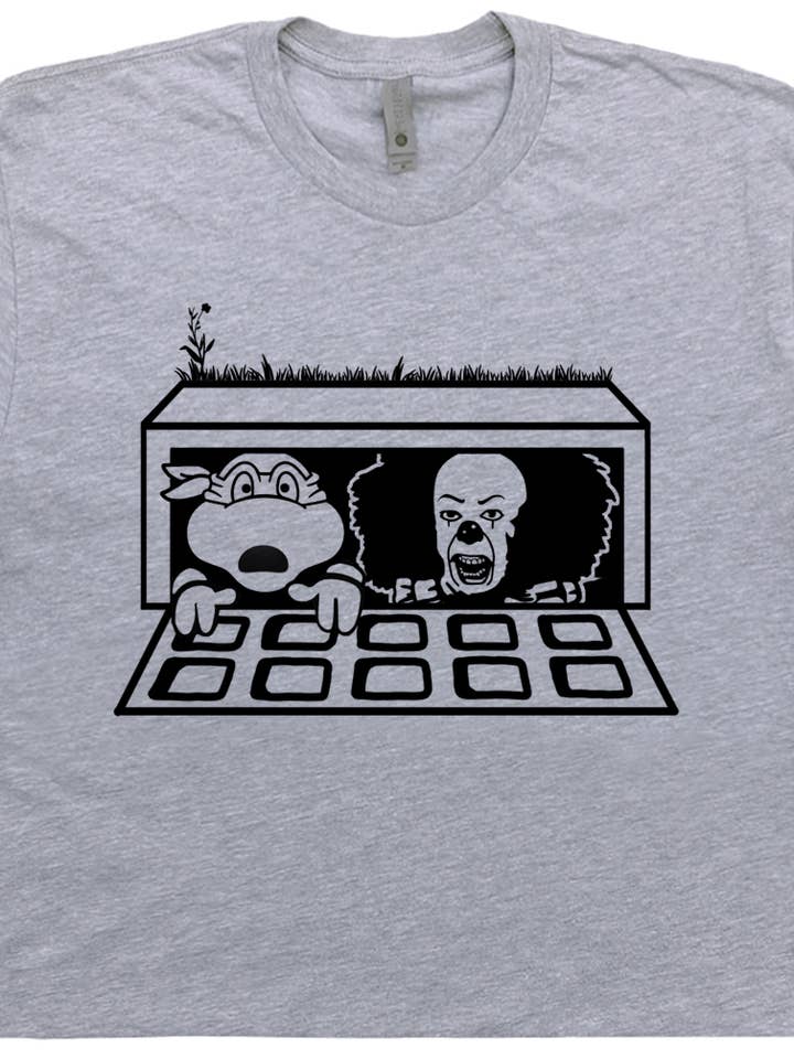 Shirtmandude Co - Wholesale Screen Printed T-Shirt - Unisex - Creepy Clown Shirt Turtle Horror Movie Pennywise Scary Tee