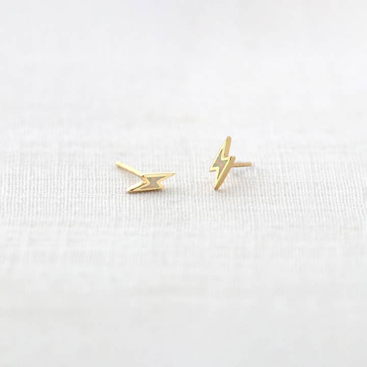 Kris Nations - Wholesale Stud/Post Earrings - Opal Lightning Bolt Stud Earrings