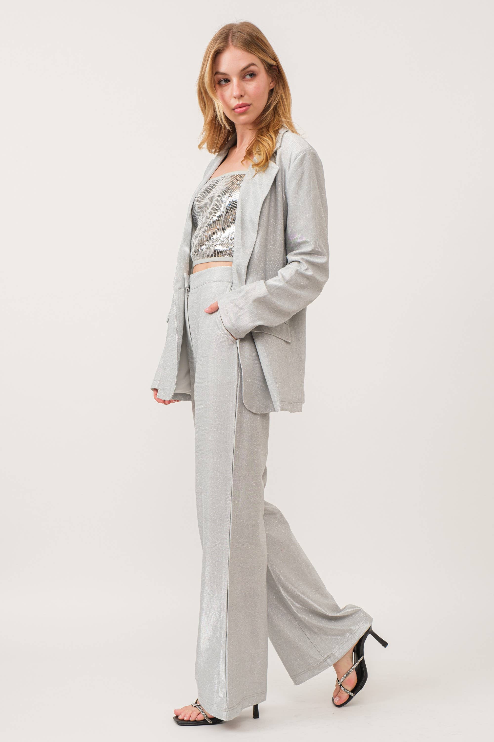 KIWI – Blazer - Mulher por atacado – IJ2892 Roupa Feminina Oversize Glitter Blazer16