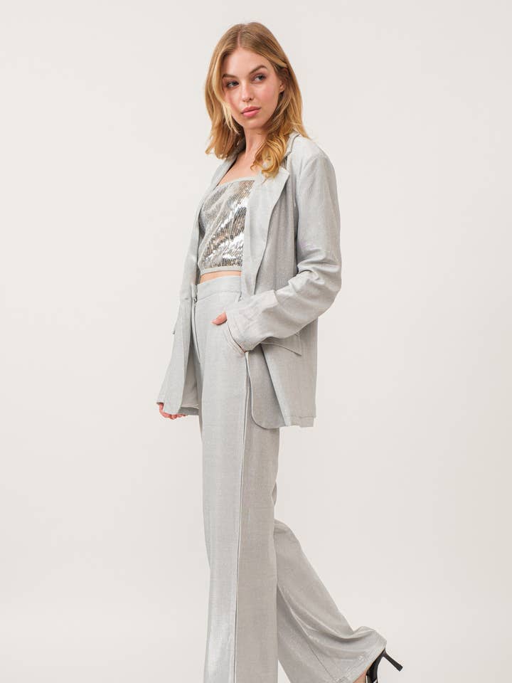 KIWI - Wholesale Blazer - Women's - IJ2892 Women's Clothing Oversized Glitter Blazer16