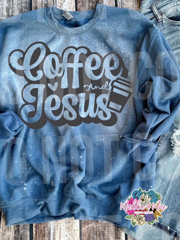 Coffee & Jesus Crew for wholesale by Maddie & Mae Custom Apparel Wholesale
