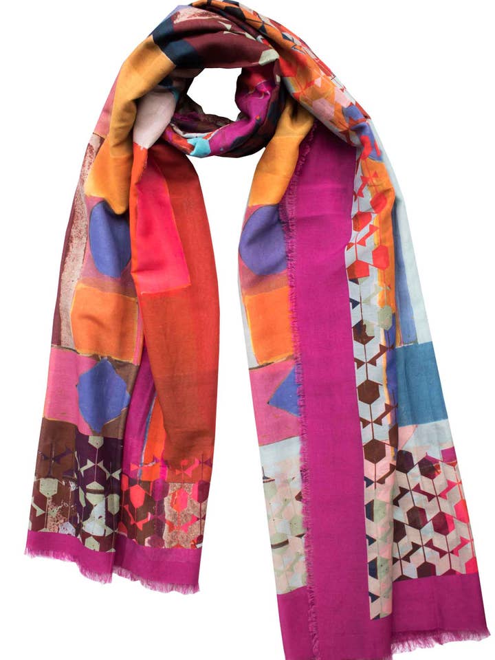 Zijde/katoen „Gebeeldhouwde zeshoeken” Stola 200x140cm voor wholesale door EditionMichel