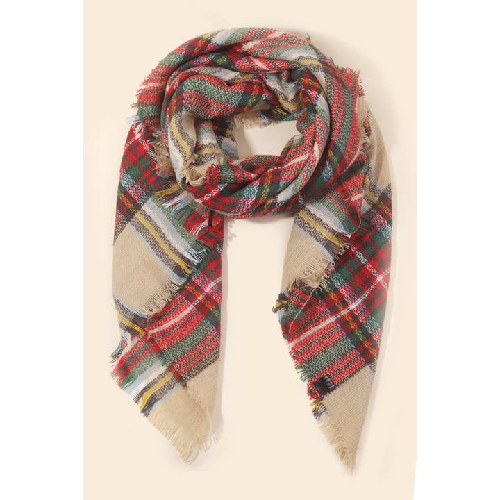 Beige rutig avlång halsduk för wholesale av Anarchy Street