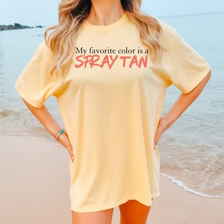 Camiseta estampada My Favorite Color Is Spray Tan Summer Comfort Colors para venta al por mayor de ZZ Threadz