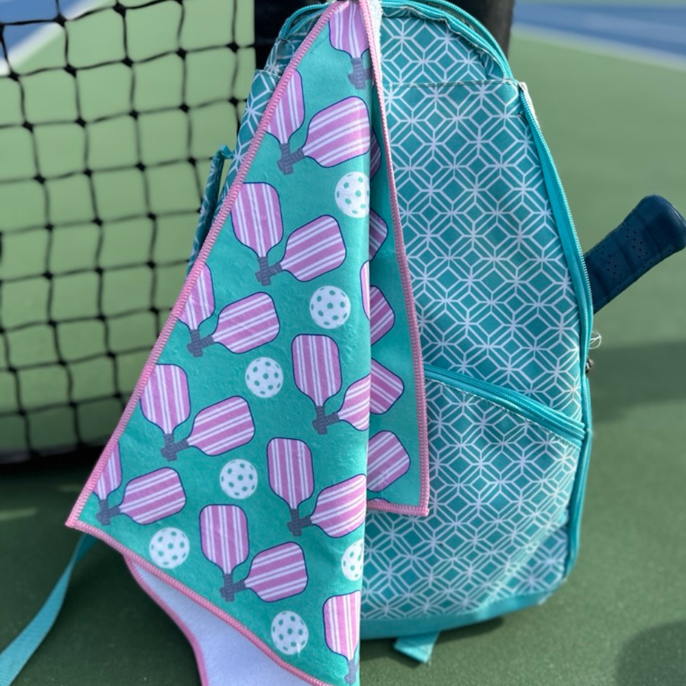 Born to Rally - Venta al por mayor Toalla deportiva - Toalla Pickleball - Toalla de microfibra y algodón rosa y verde3