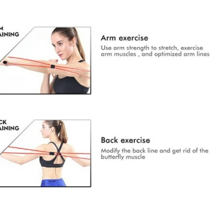 VIGOR - Wholesale Yoga Strap/Band - Yoga Fitness Resistance 8 Word Chest Expander Rope Workout M15