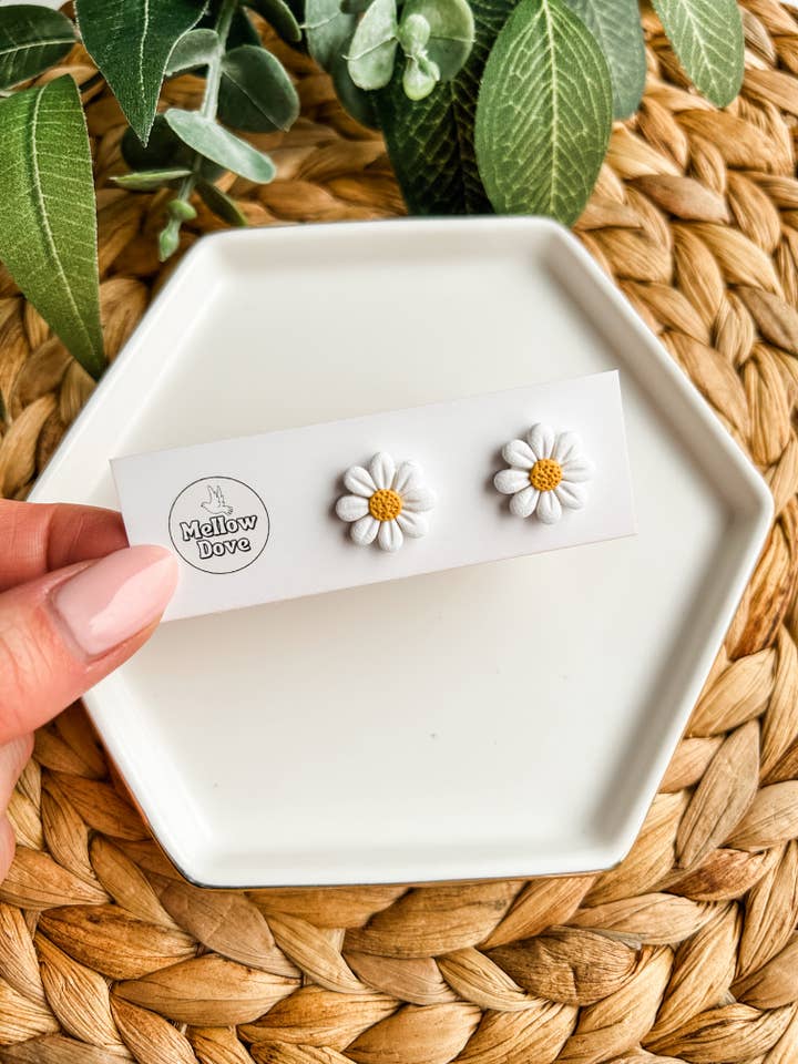 Daisy Stud Earrings | Boho Spring Floral Earrings for wholesale by Mellow Dove Designs