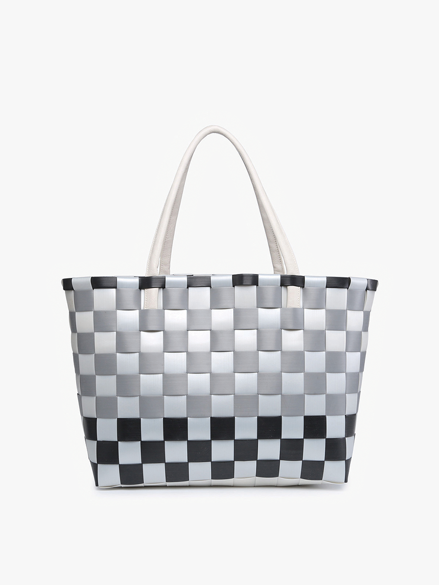 Jen & Co. – wholesale Bärkasse - Dam – M2334 Abigail Basketweave Tote med remmar i veganskt läder5