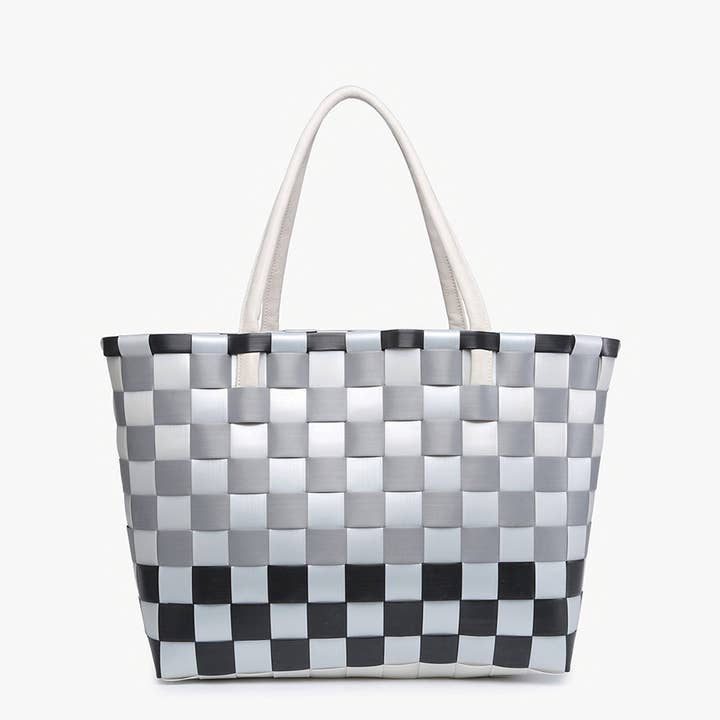 Jen & Co. - Wholesale Tote Bag - Women's - M2334 Abigail Basketweave Tote w/Vegan Leather Straps
8