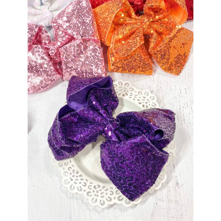 The Hair Bow Company - Wholesale Hair Bow - Kids - Sequin Texas Size Hair Bows - Alligator Clip - 6.5"6