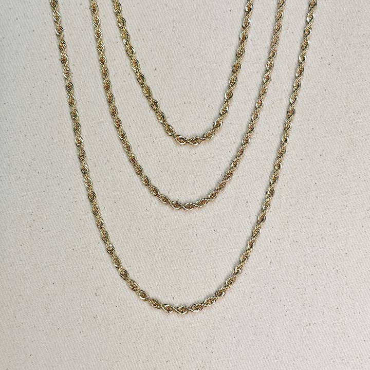 GoldFi - Wholesale Link & Chain Necklace - 18k Gold Filled Rope Chain In 3.0mm Thickness Gold Chain Com