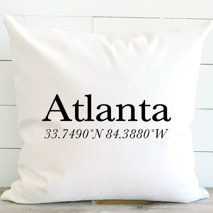 Stad och koordinater - Anpassad fyrkantig canvas-kudde för wholesale av Indigo Tangerine