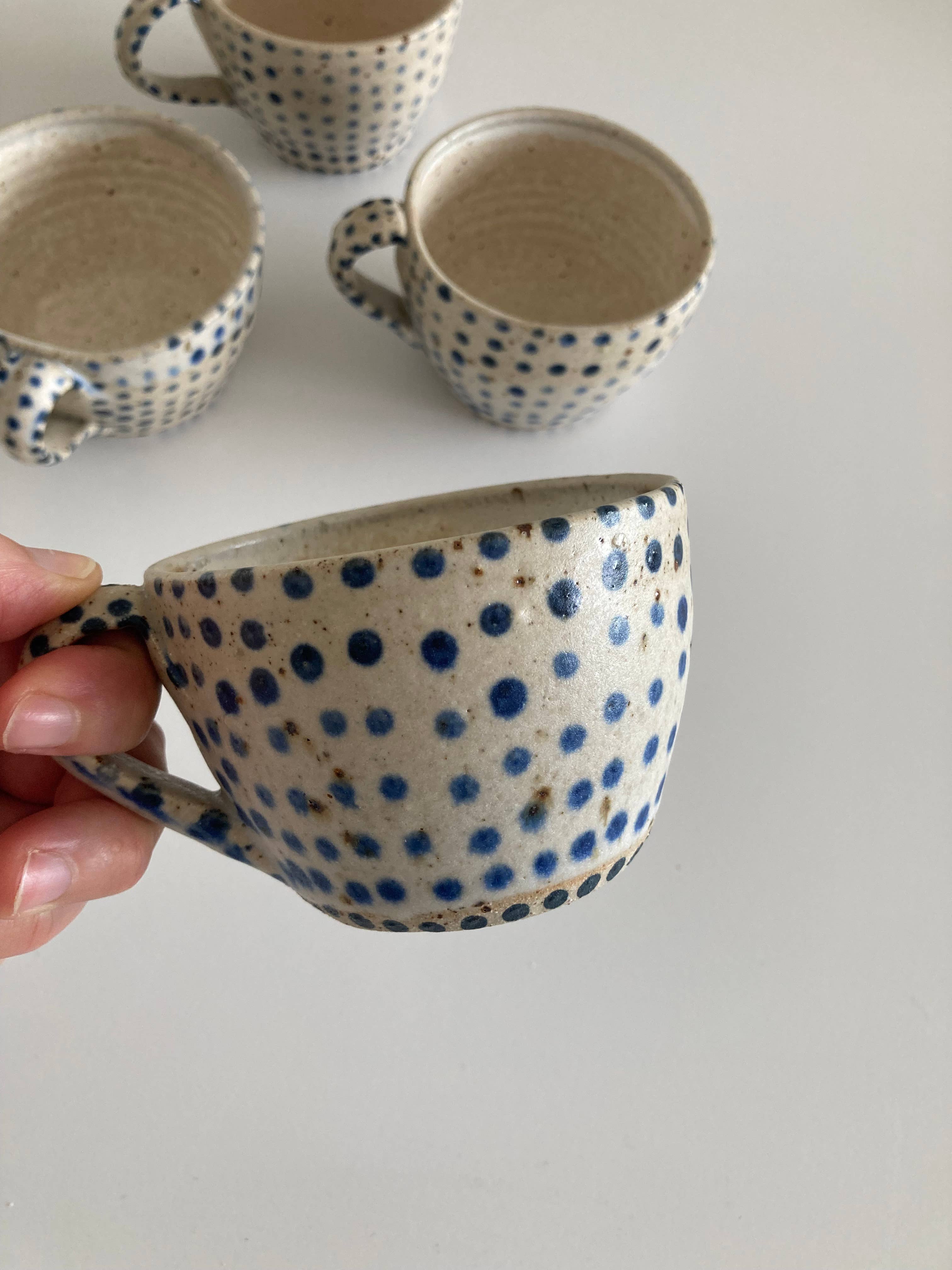 Polli Pots - Wholesale Coffee Mug - Danish small coffee mug BLUE polka dots1