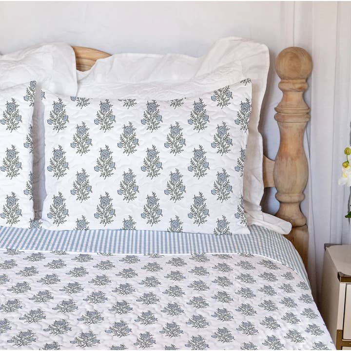 Claire Blue Quilt for wholesale by Ida Mae Home