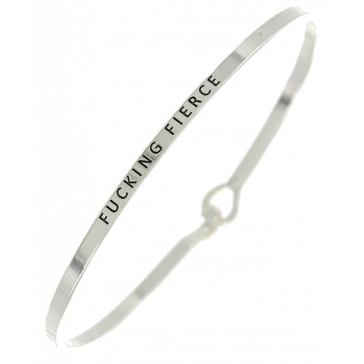 0011 PREMIERE - Wholesale Cuff Bracelet - FR2072 FUCKING FIERCE_3mm Inspired Message Bangle