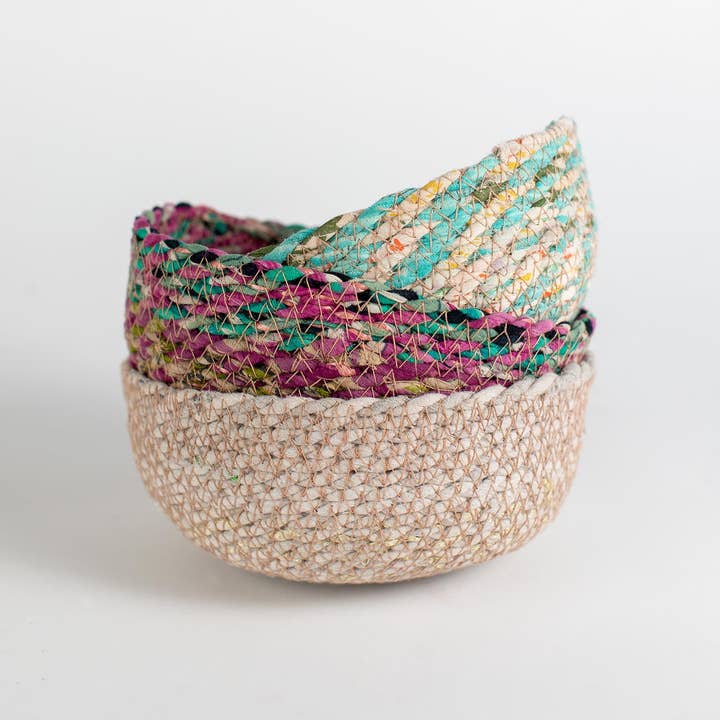 Ten Thousand Villages - Wholesale Basket - Swirling Sari Basket (Sm)1