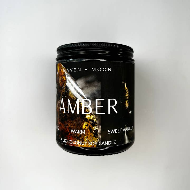 MAVEN + MOON - Wholesale Jar/Filled Candle - Amber Coconut Soy Candle - 8 oz 1