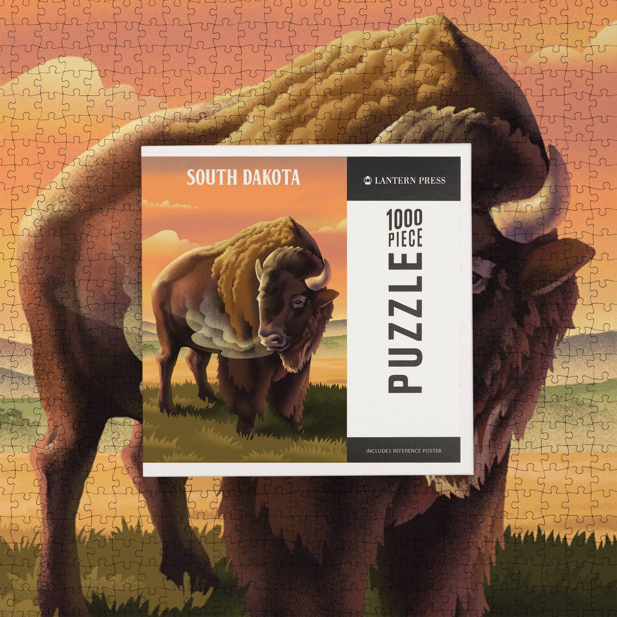 Lantern Press - Venta al por mayor Puzle - Adultos - ROMPECABEZAS DE 1000 PIEZAS: Dakota del Sur, litografía, vida silvestre, bisonte6