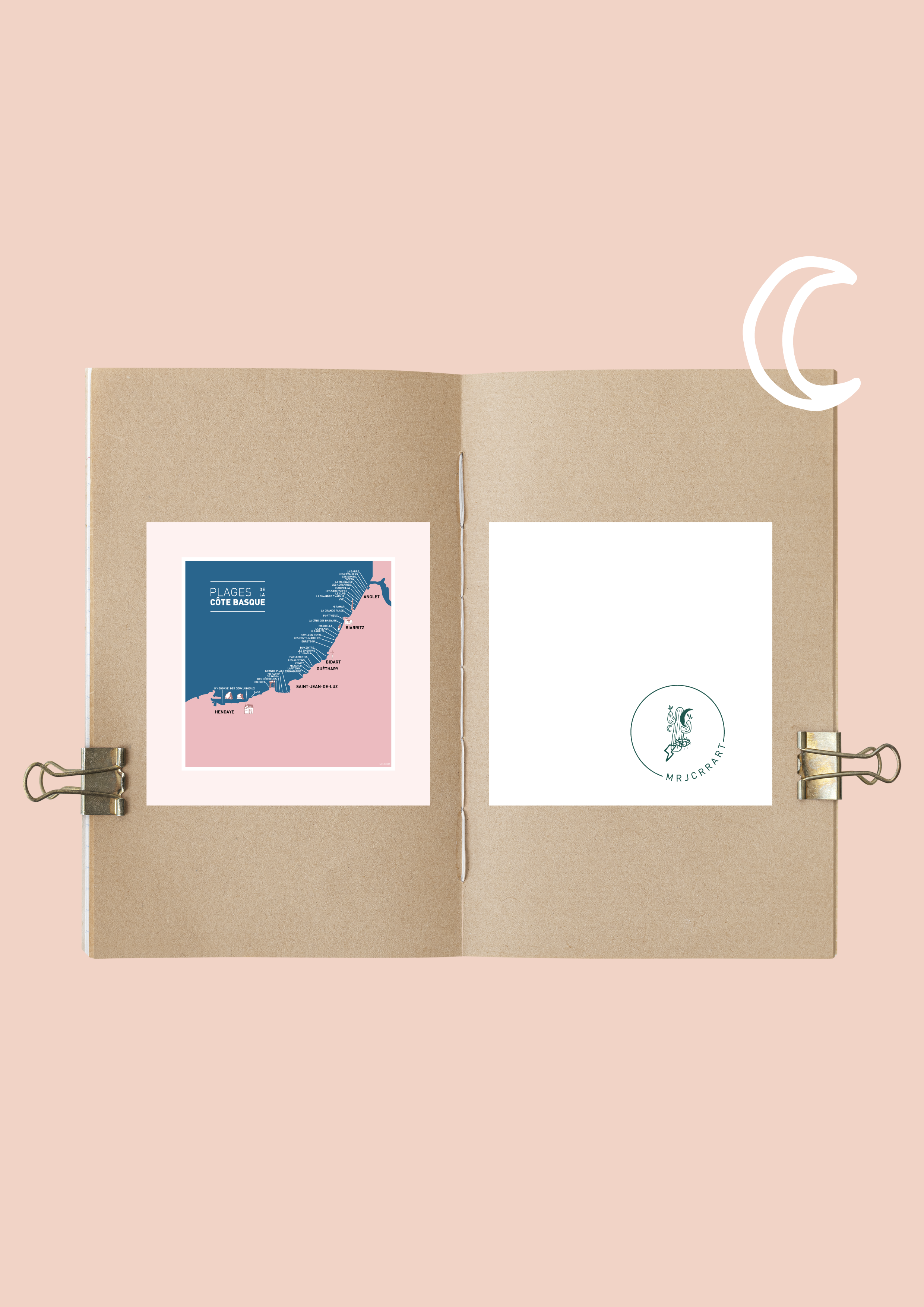 Mrjcrrart - Wholesale Postcard - Map of the Beaches of the Basque Coast2