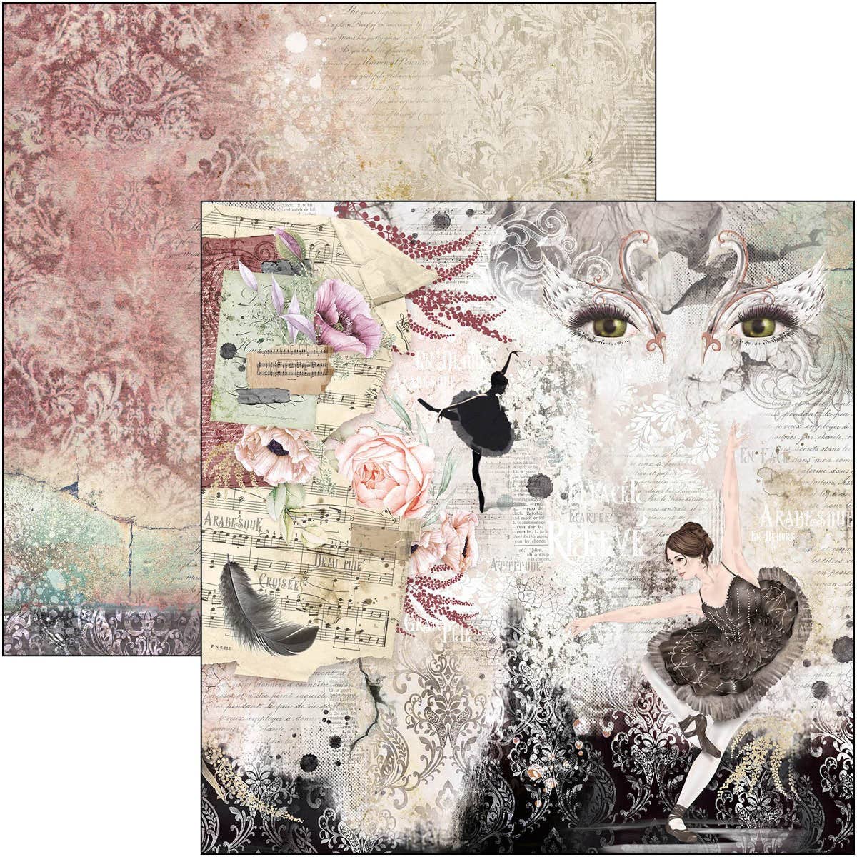 Ecstasy Crafts Distributing - Wholesale Scrapbook - Ciao Bella Cygne Noir Paper Pad 12x12 12/Pkg15