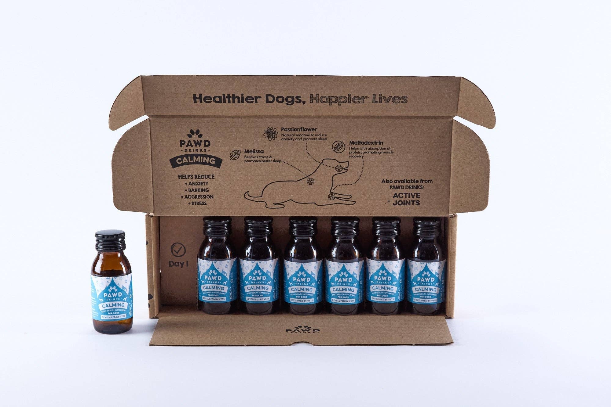 PAWD Drinks – wholesale Pet supplement – Dog – Calming (7 x 60ml) (Trial)0