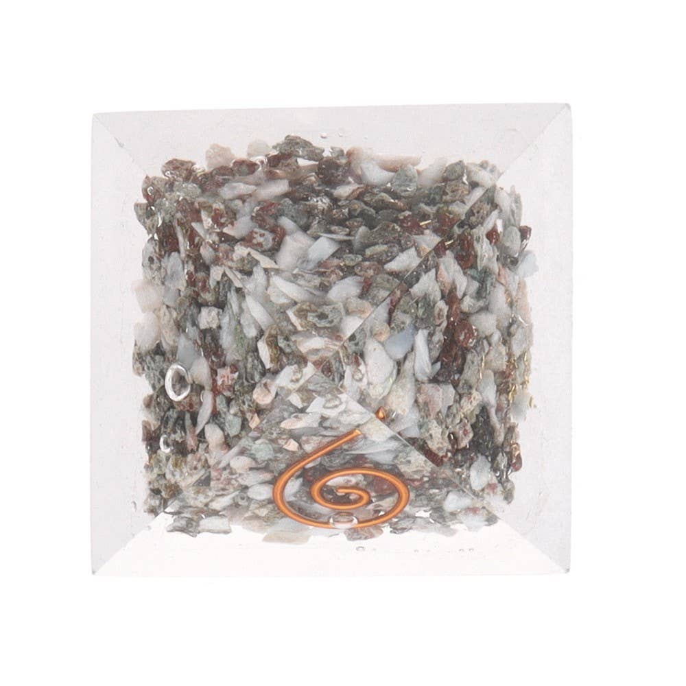 Vives de la Cortada S.L - Wholesale Spiritual Stone/Crystal - Orgonite Larimar Pyramid in Resin with Spiral 3x3cm1