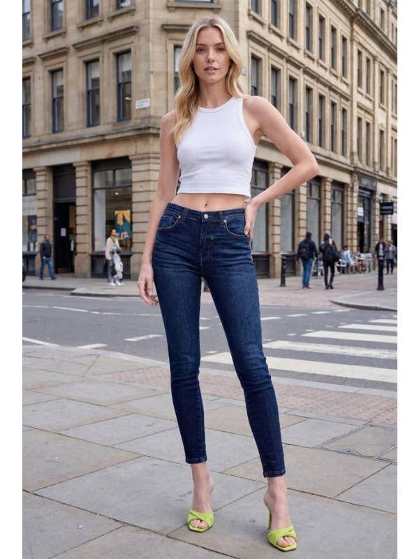 MÖRK HÖG UPPHOV I FULL LÄNGD SKINNY JEANS för wholesale på Faire