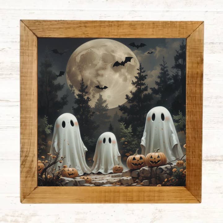 Halloween Spooky Ghost Framed Art for wholesale by Blooms By E. Marie