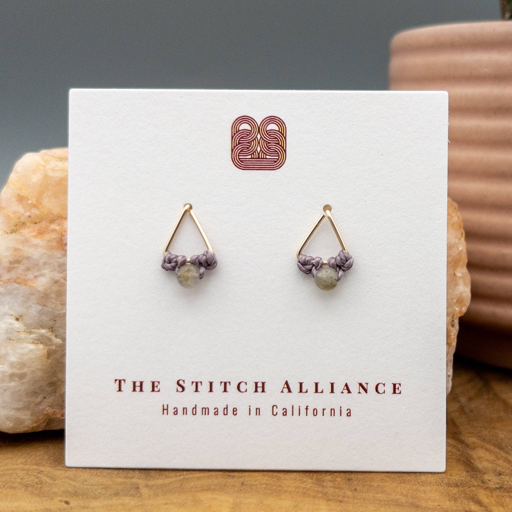 The Stitch Alliance - Wholesale Stud/Post Earrings - Labradorite Stud Earrings | Gold Fill Triangle | Handmade